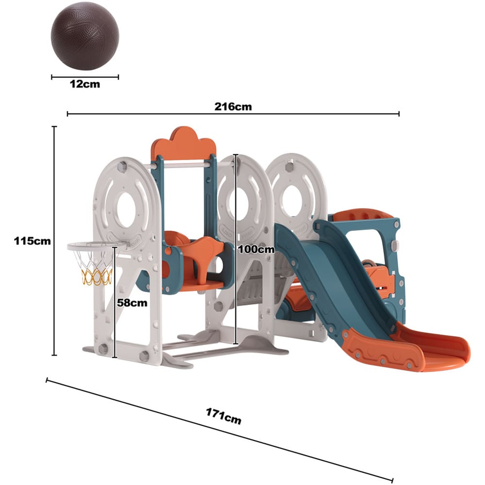 Living and Home Kids Orange and Green 3 in 1 Climber Playset with Swing and Slide Image 9