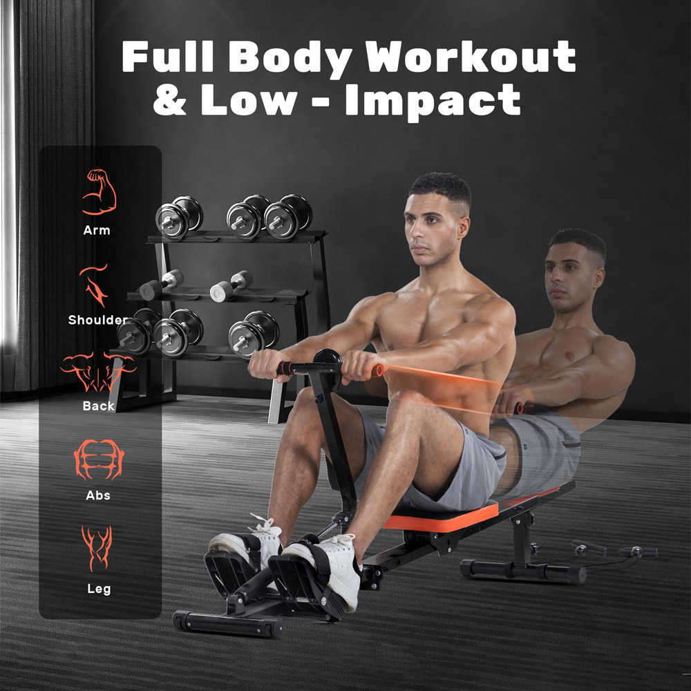 Rattrix Black 12-Level Resistance Hydraulic Rowing Machine Image 2