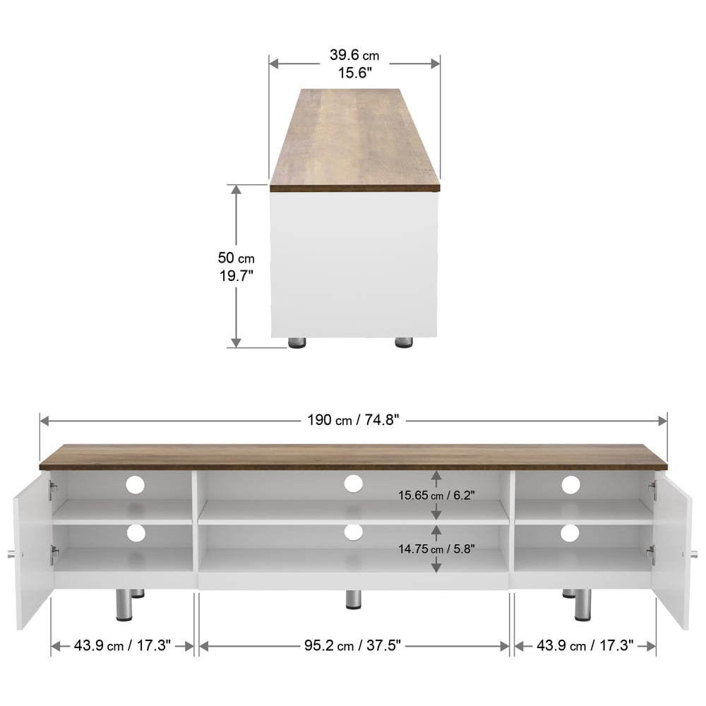 AVF Whitesands 2 Door 2 Shelf Satin White TV Unit Image 7