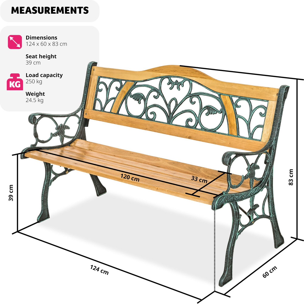 tectake Kathi 2 Seater Brown Garden Bench Image 8