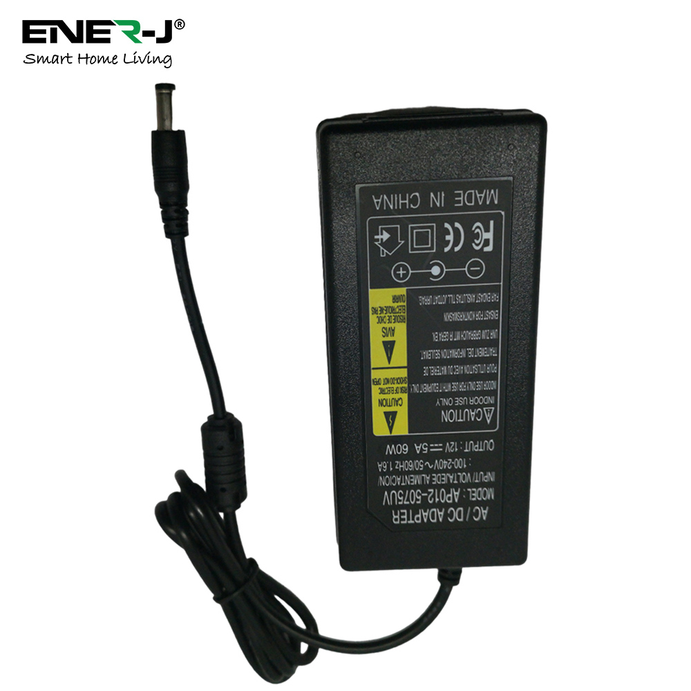 Ener-J 12V 5A 60W Plastic Power Supply Adapter