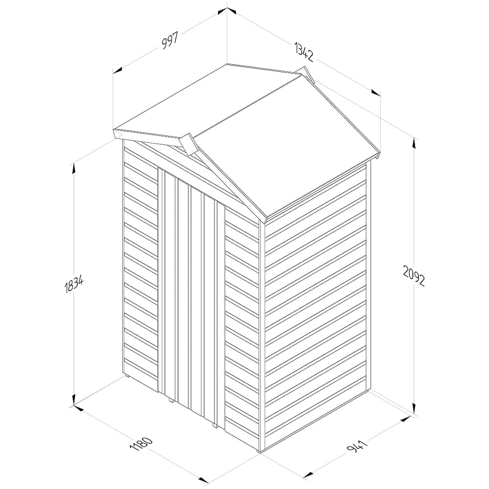 Forest Garden Beckwood 4 x 3ft Single Door Shiplap Apex Shed Image 9