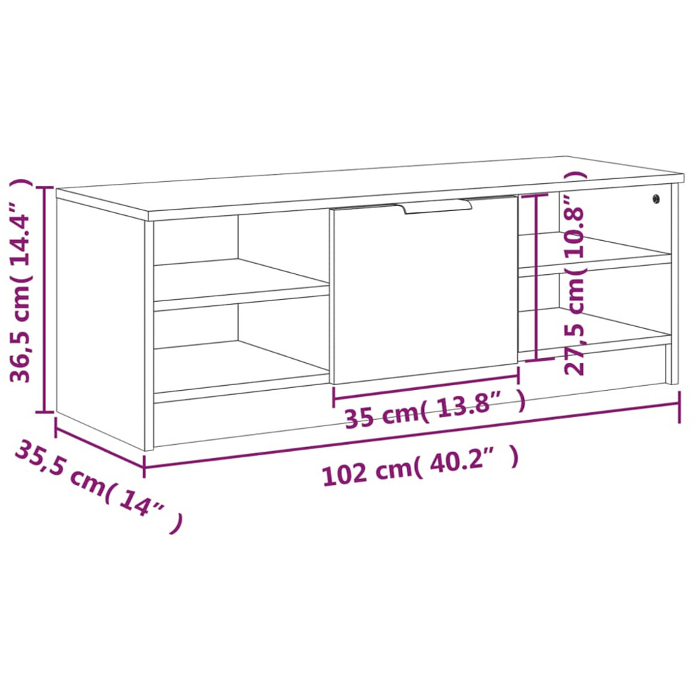 vidaXL Single Door 2 Shelf Concrete Grey TV Cabinet Image 8