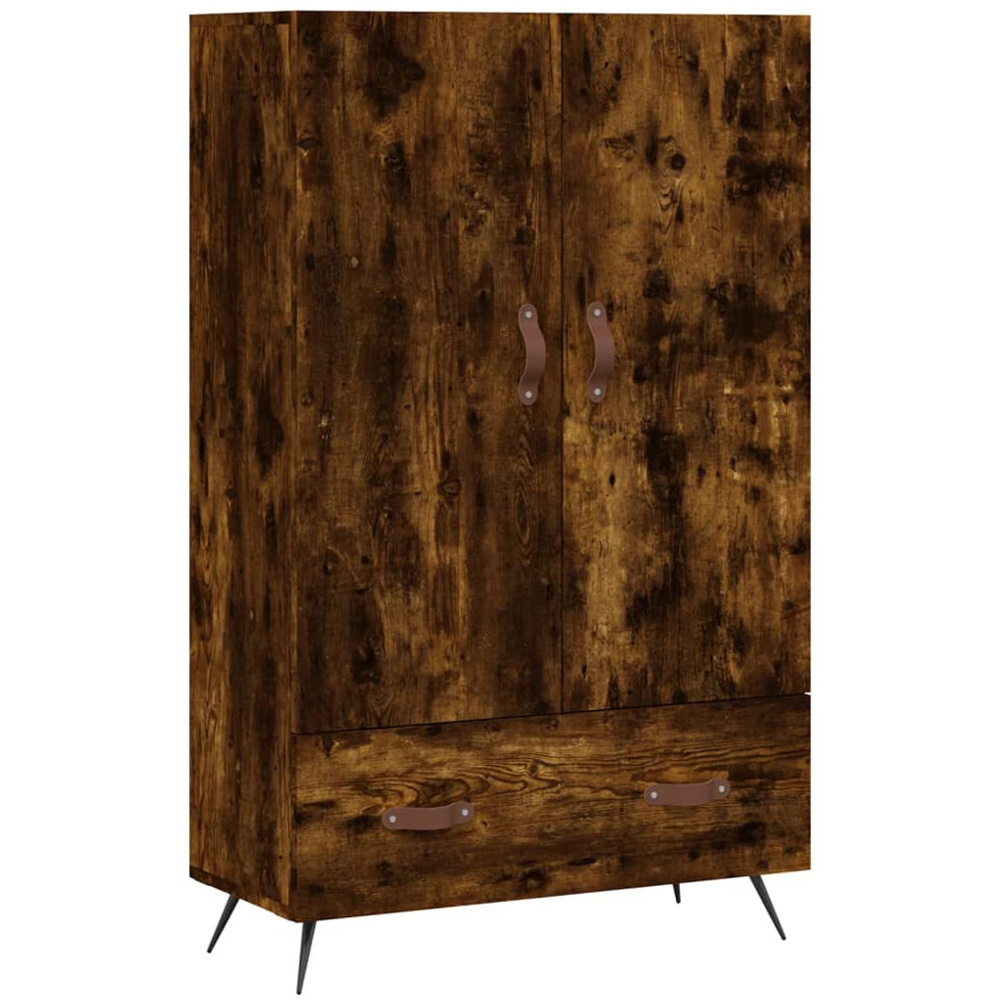 vidaXL 2 Door Single Drawer Smoked Oak Highboard Image 2