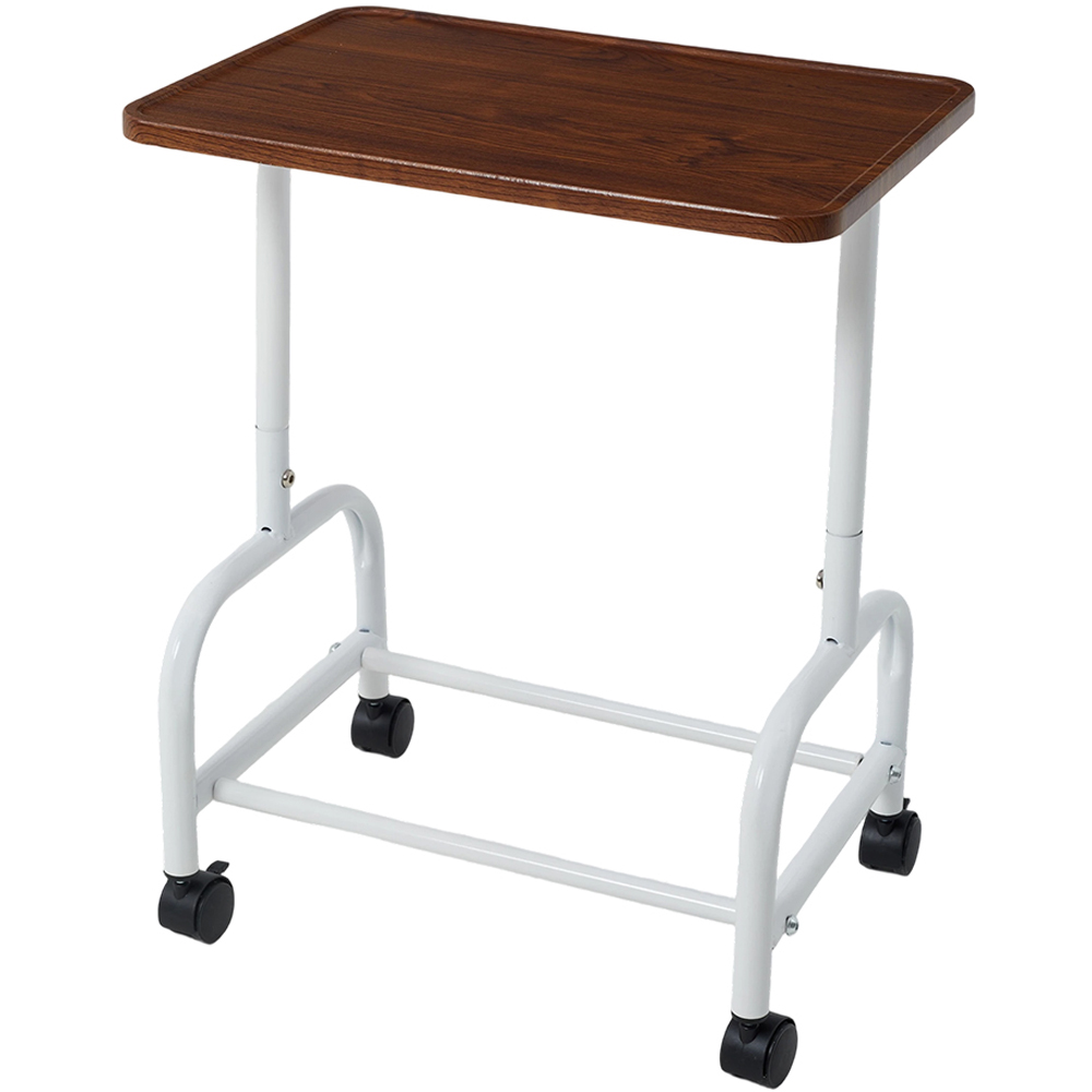 Living and Home Walnut and White Side Table with Basket Image 4