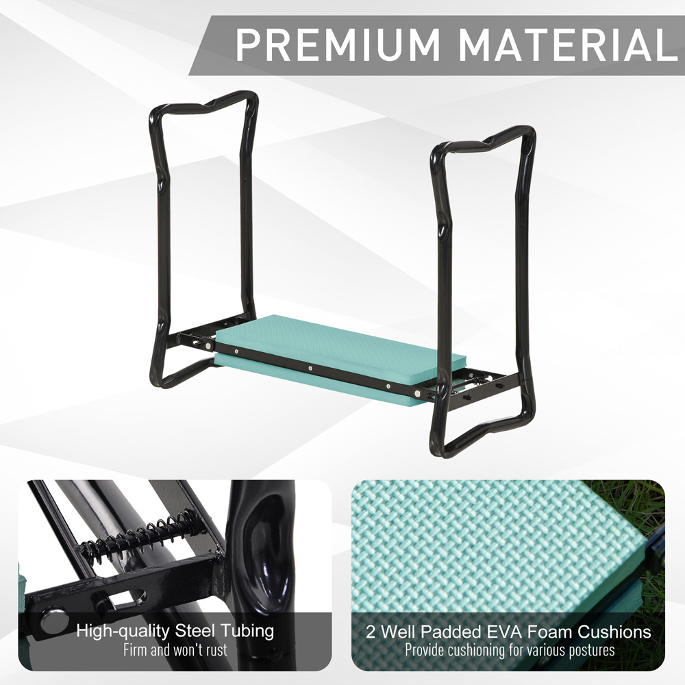 Outsunny 2-in-1 Green Foam Pad Foldable Garden Bench and Kneeling Pad Image 7