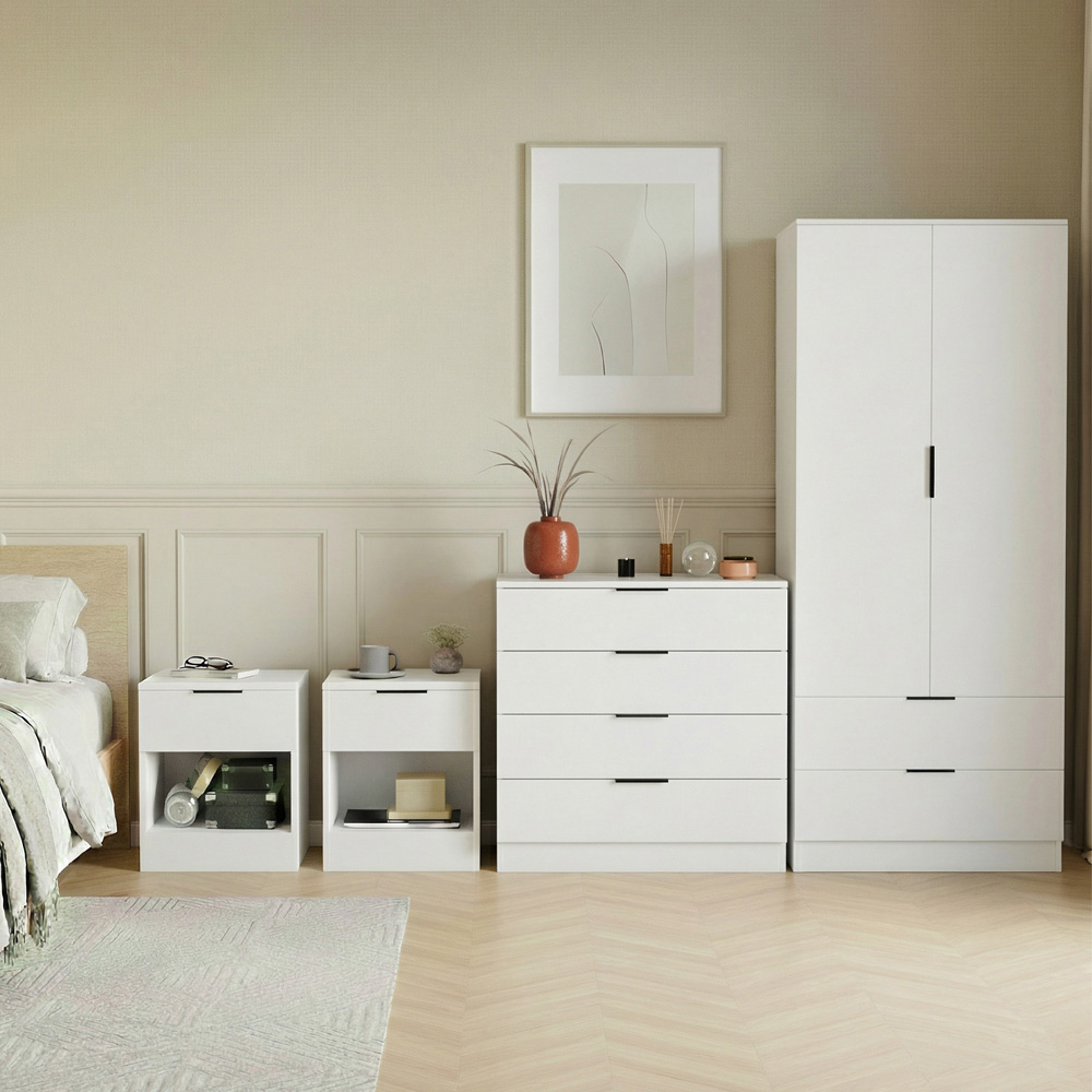 VIDA DESIGNS Trega White 4 Piece Bedroom Furniture Set Image 5