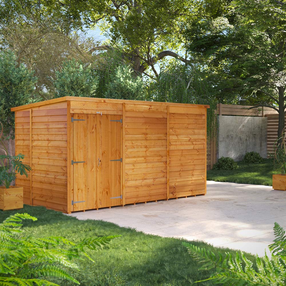 Power 12 x 6ft Overlap Pent Double Door Garden Shed Image 2