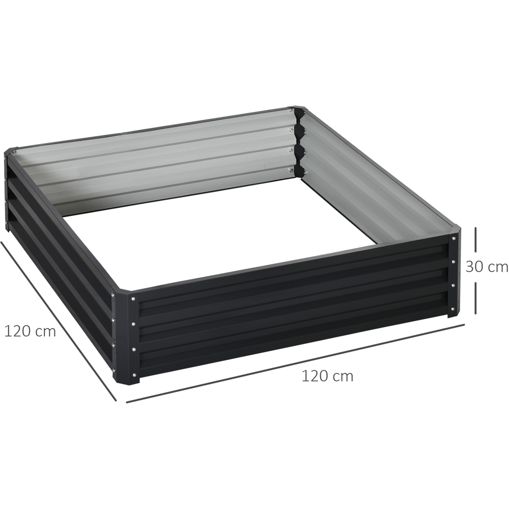 Outsunny Grey Galvanised Steel Square Raised Garden Bed Planter 30 x 120 x 120cm Image 8