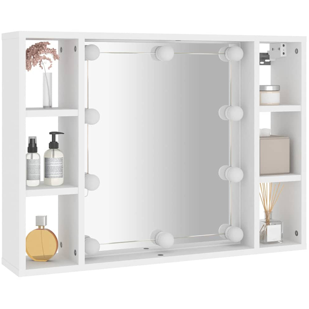 vidaXL 6 Shelf White Wall Mounted LED Mirror Cabinet Image 3