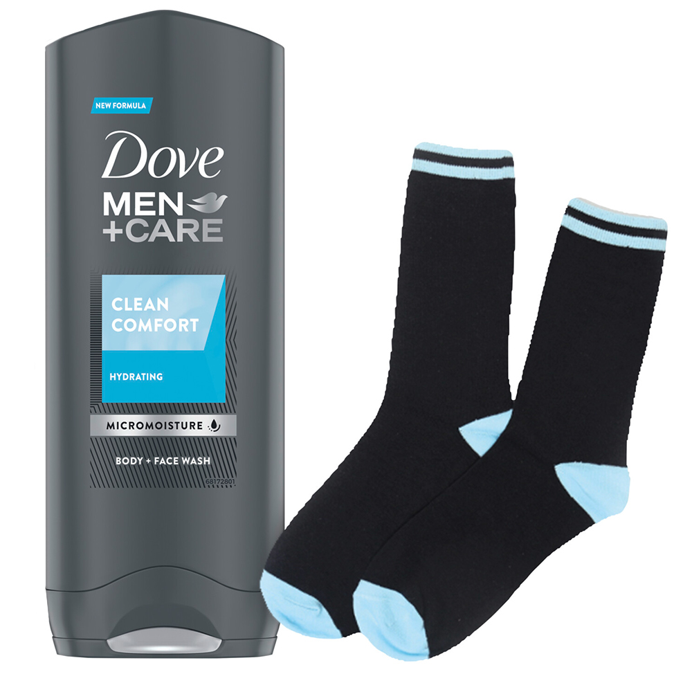 Dove Men+Care Daily Care Body Wash & Socks Gift Set Image 2