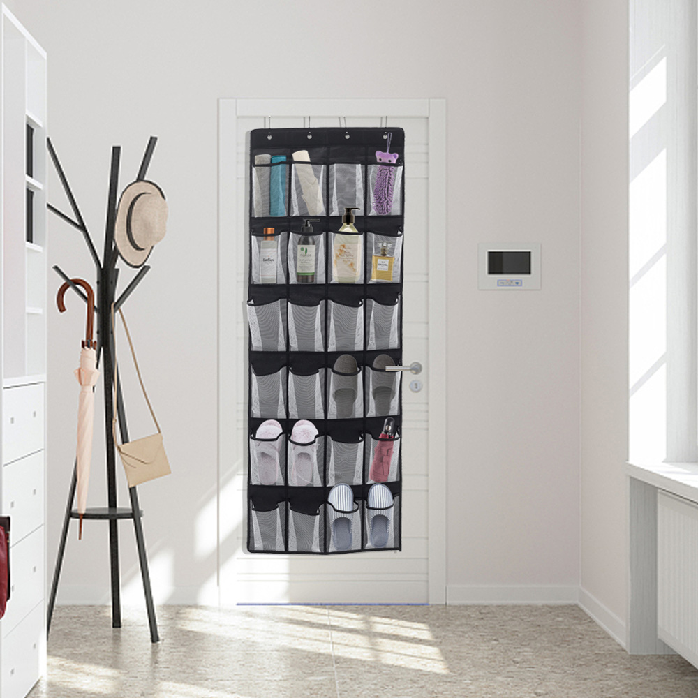 Living And Home 24 Pocket Fabric Over The Door Hanging Storage Organiser with Hooks Image 2