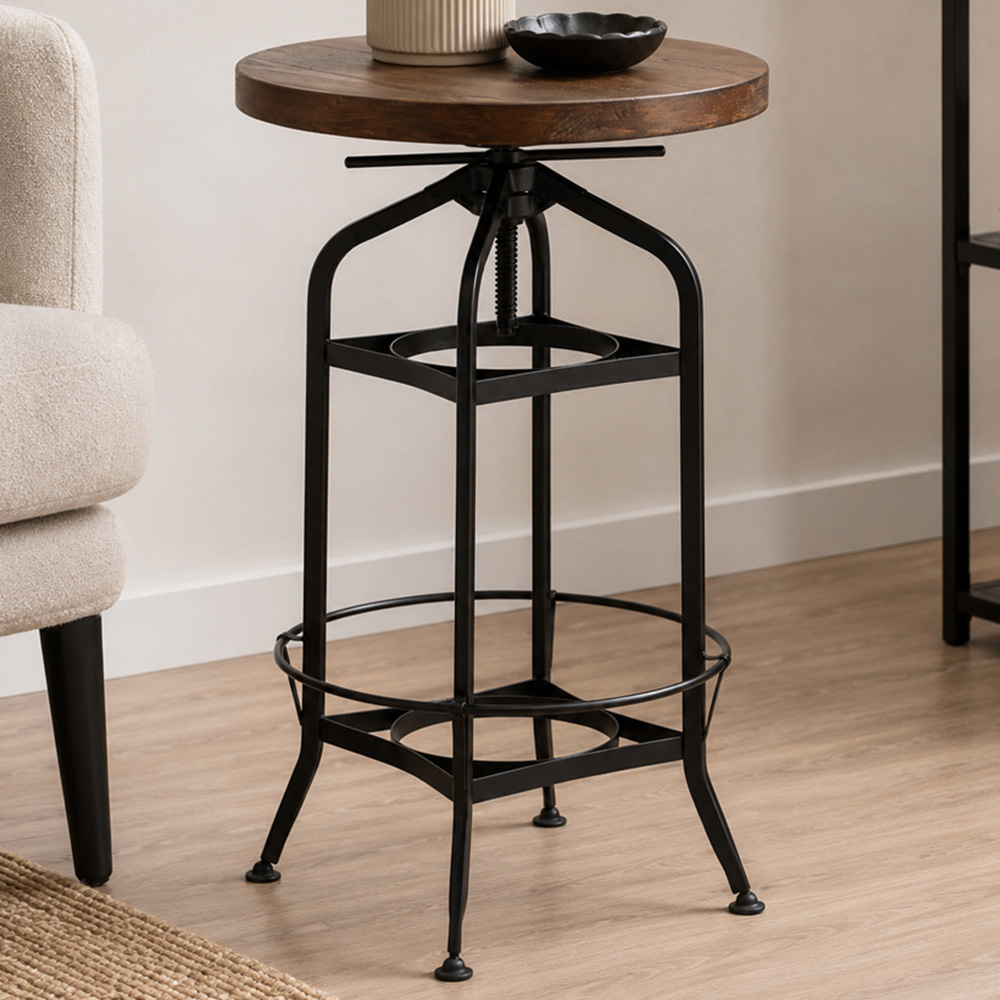 Premier Housewares New Foundry Walnut and Black Metal Bar Table Image 1