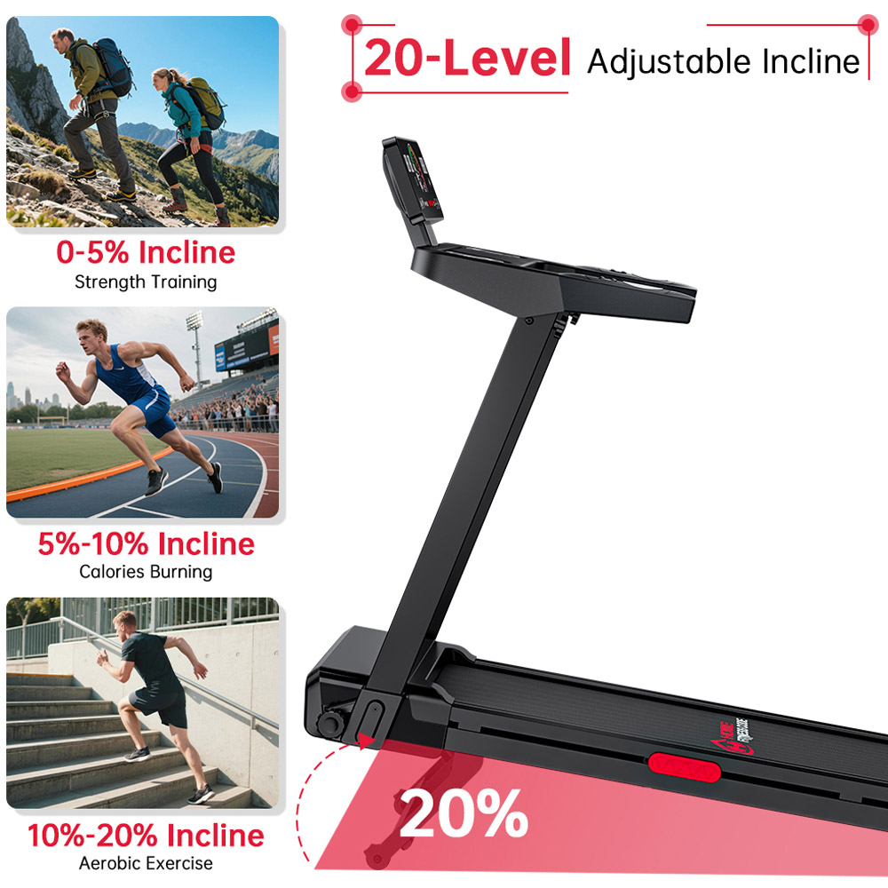 Rattrix Black Slope Auto Incline Foldable Treadmill with 12 Preset Programs Image 4