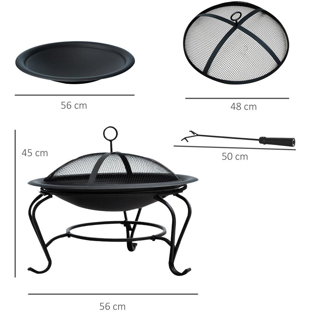 Outsunny Round Wood Fire Pit with Mesh Cover and Poker Image 8