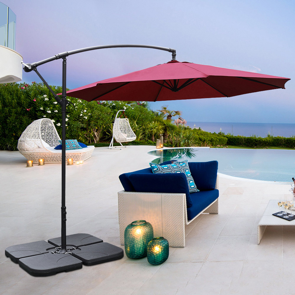 Living and Home Red Cantilever Parasol with Square Base 3m Image 2