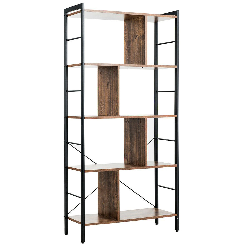 Costway 5 Shelf Black Freestanding Bookshelf Image 2