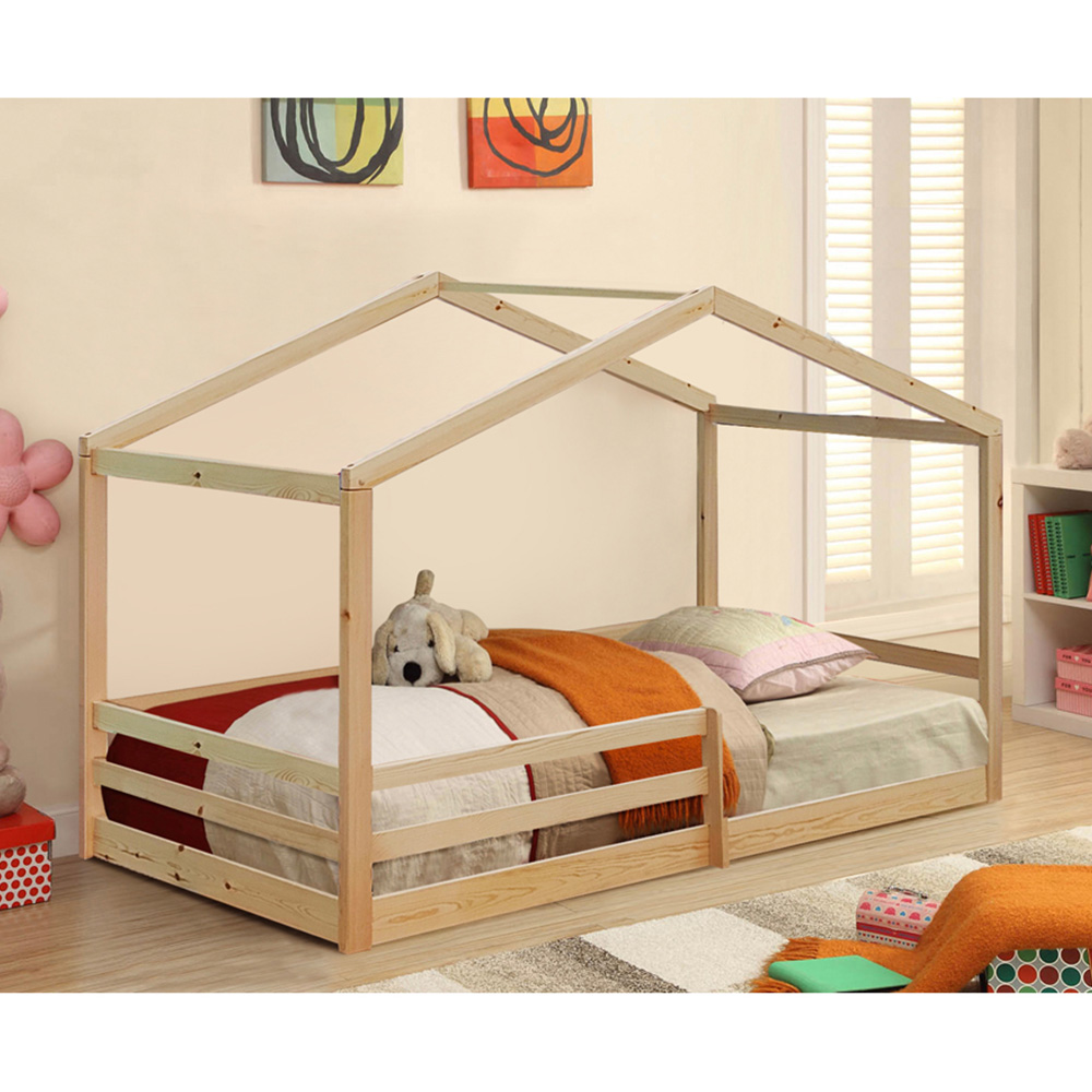 Brooklyn Single Natural Wooden House Style Bed Frame Image 3