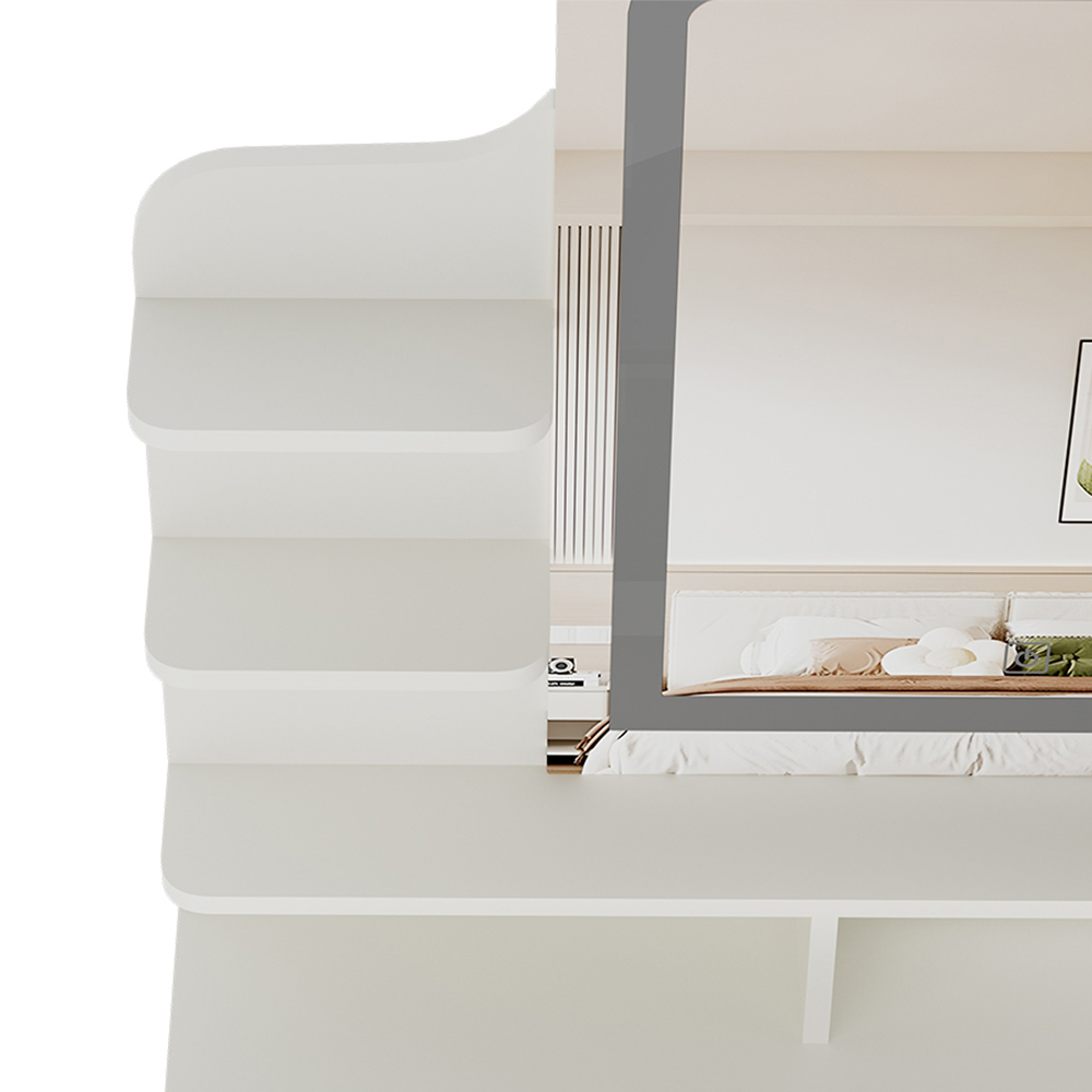 Living and Home 2 Drawer White LED Mirror Dressing Table Set Image 4