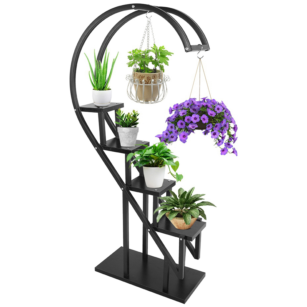 Living and Home Multi Tiered Black Plant Stand Image 3