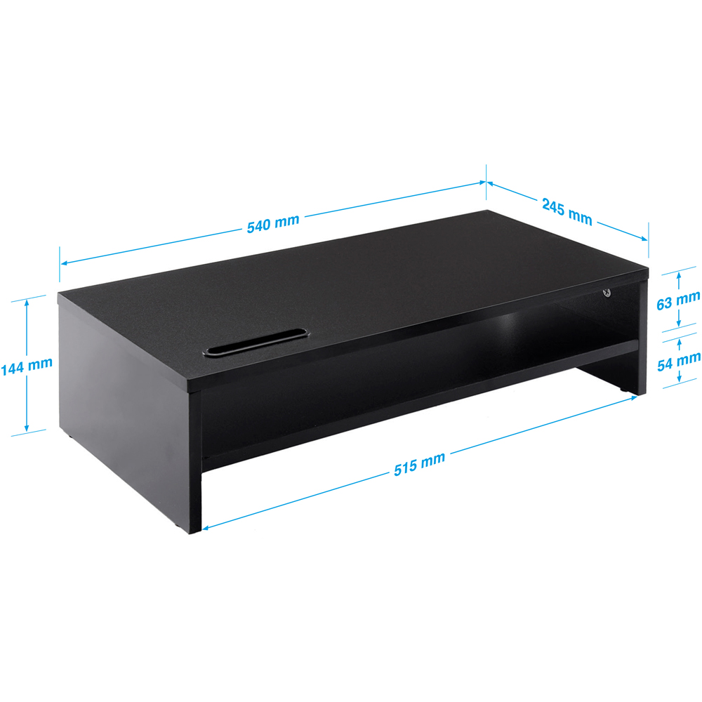 TTAP Single Shelf Wooden Black Screen Riser with Mobile Phone Holder Image 4