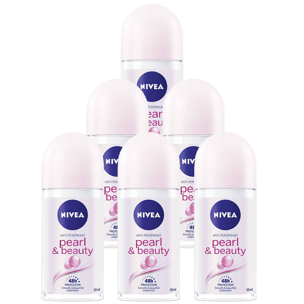 Nivea Pearl and Beauty Anti-Perspirant Deodorant Roll On Case of 6 x 50ml Image 1