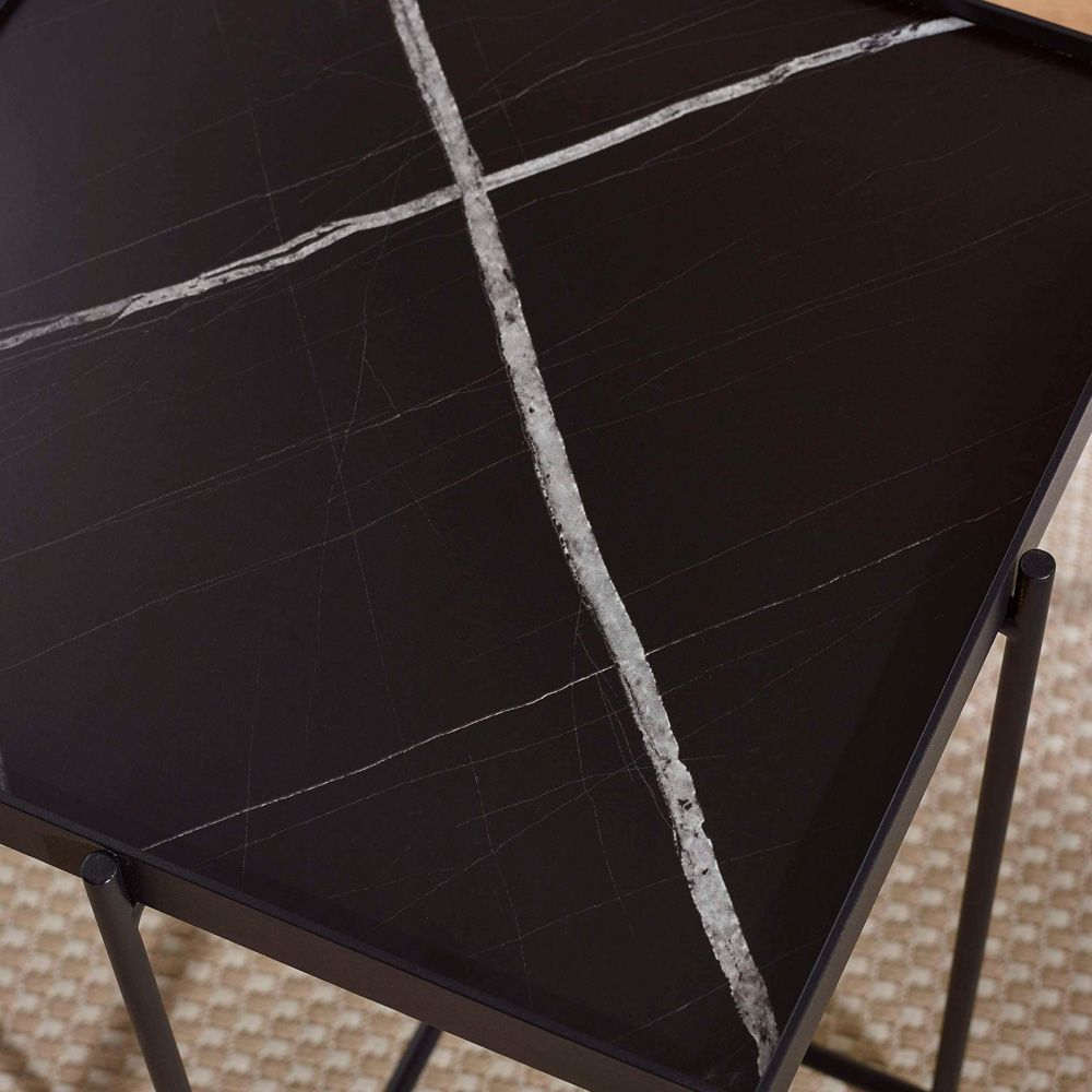 Julian Bowen Celia Black and White Marble Effect Square Side Table Image 5