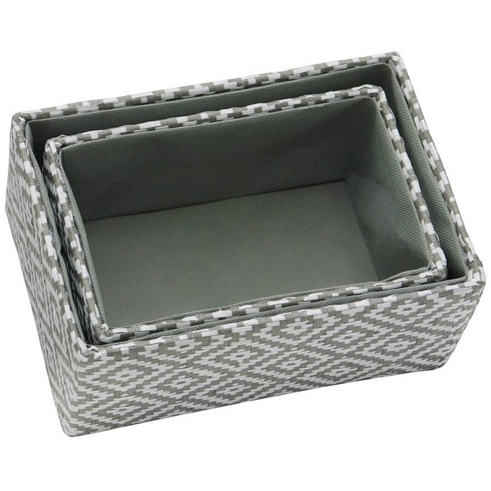 JVL Argyle Grey Rectangular Paper Storage Baskets Set of 2 Image 3