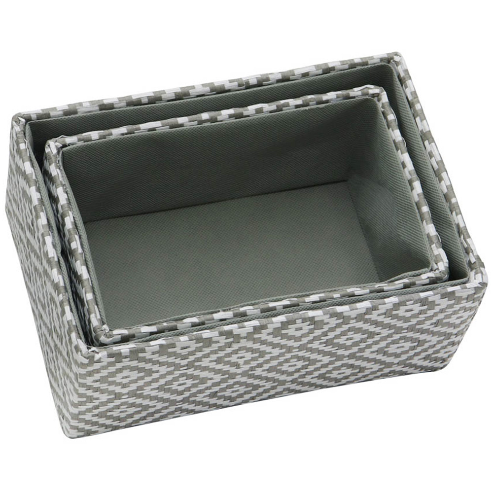 JVL Argyle Grey Rectangular Paper Storage Baskets 2 Pack Image 3