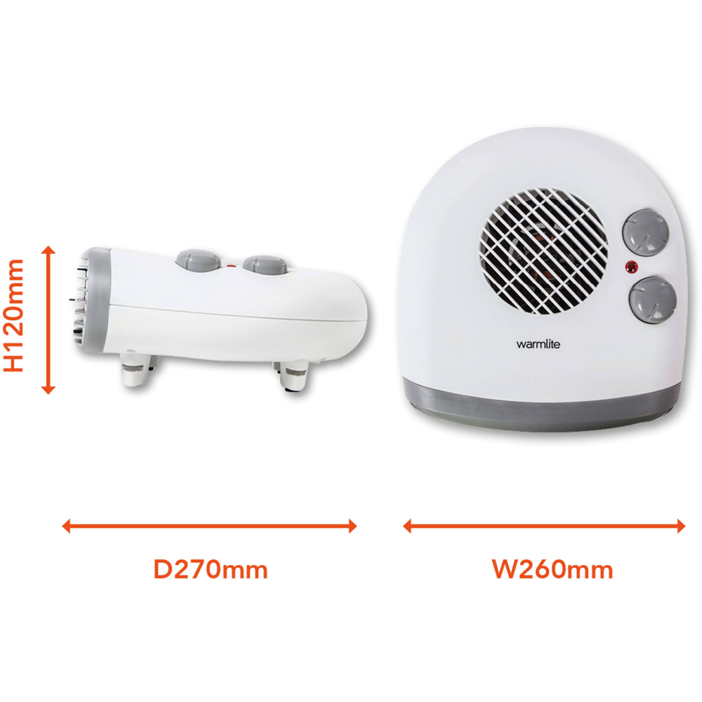 Warmlite White Portable Flat Fan Heater with Adjustable Thermostat 2000W Image 9