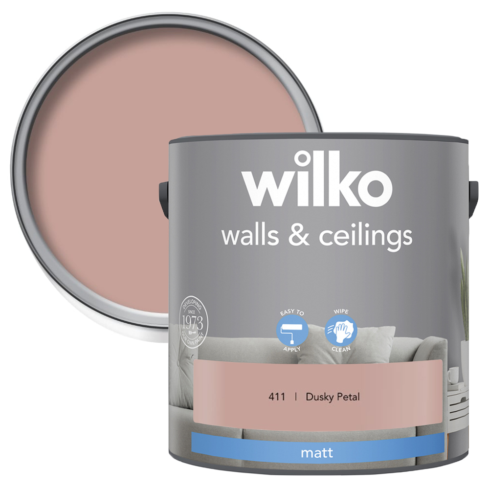 Wilko Walls & Ceilings Dusky Petal Matt Emulsion Paint 2.5L Image 1