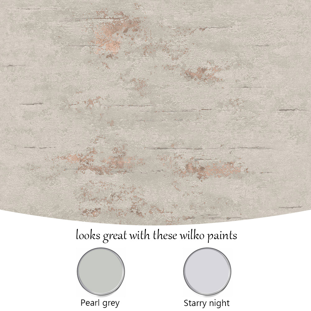 Grandeco Rocca Concrete Grey and Rose Gold Wallpaper Image 4