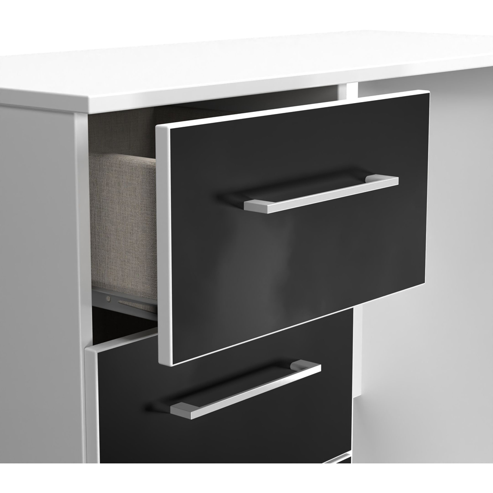Crowndale Worcester 3 Drawer Matt Black and White Vanity Dressing Table Ready Assembled Image 6