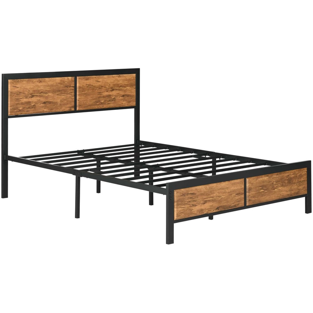 Portland Double Rustic Brown Steel Bed Frame Image 2