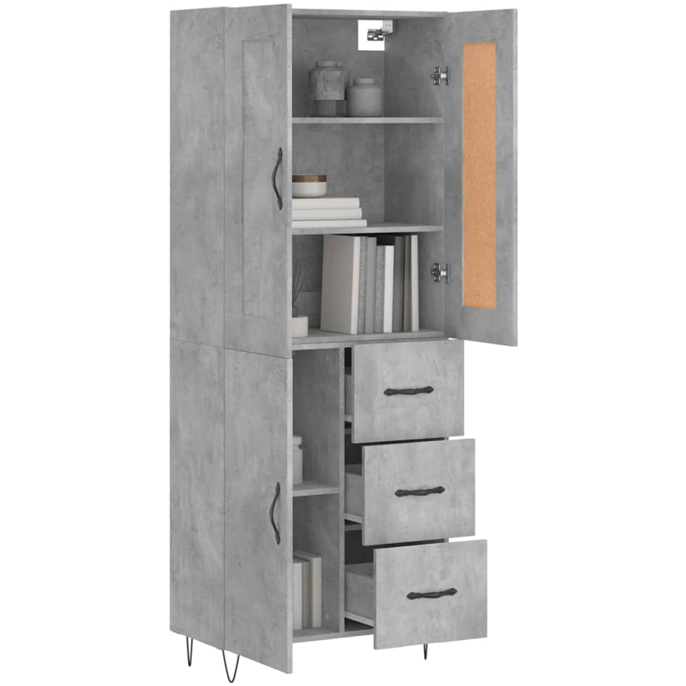 vidaXL 3 Door 3 Drawer Concrete Grey Highboard Image 3
