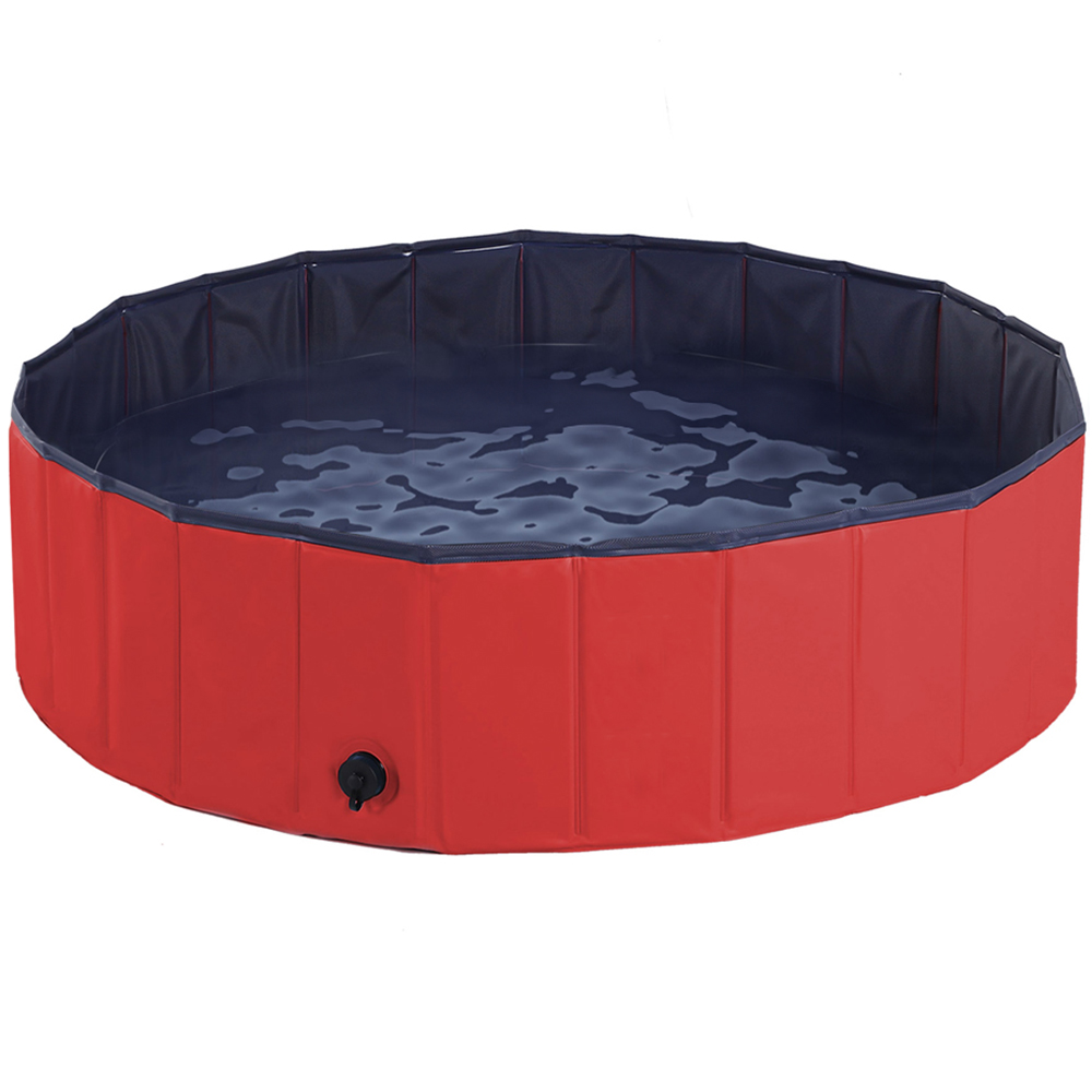 PawHut 120cm Foldable Paddling Pool Red Image 1