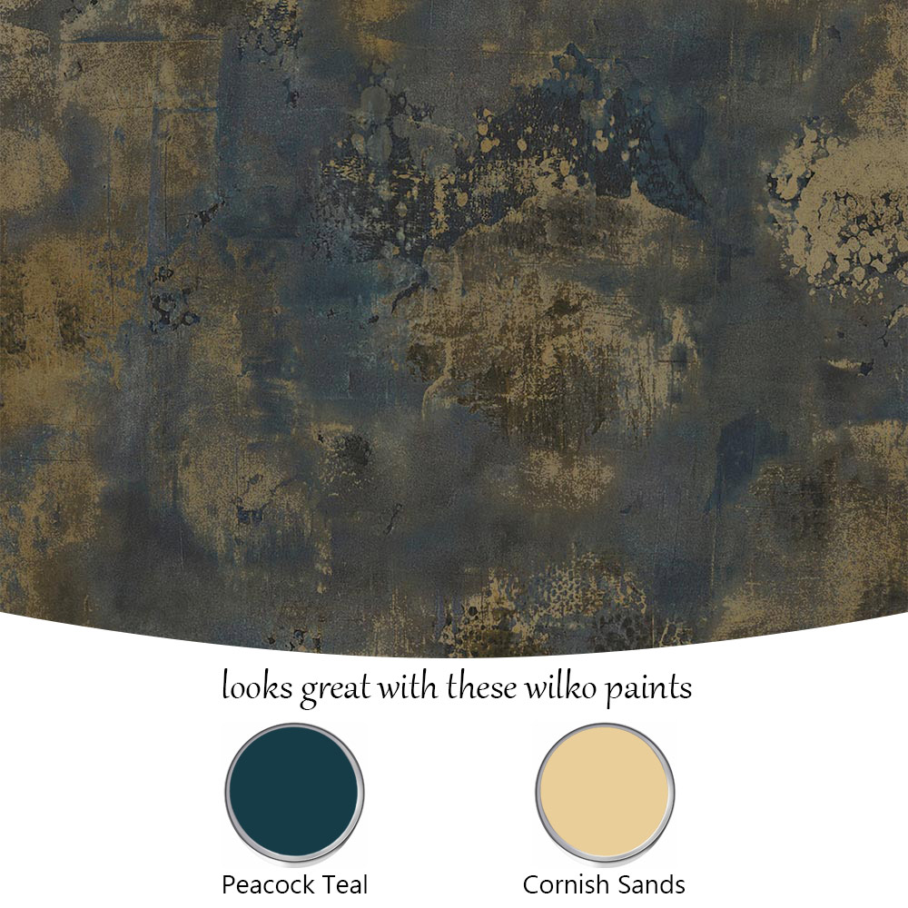 Grandeco Galvanised Metallic Textured Plaster Navy Wallpaper Image 4