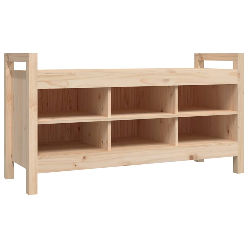 vidaXL 6 Shelf Natural Wooden Hallway Bench Image 2
