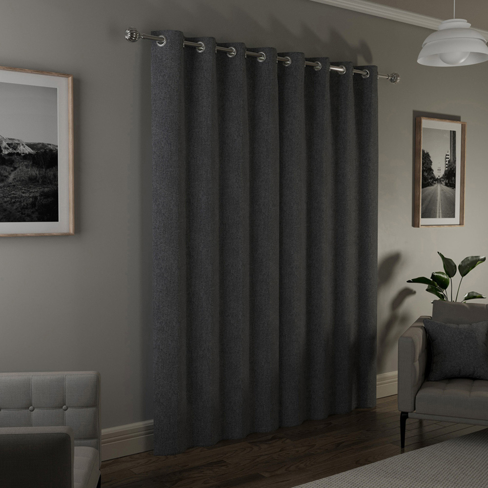 Enhanced Living Austin Grey Thermal Blackout Eyelet Curtains 168 x 183cm Image 4