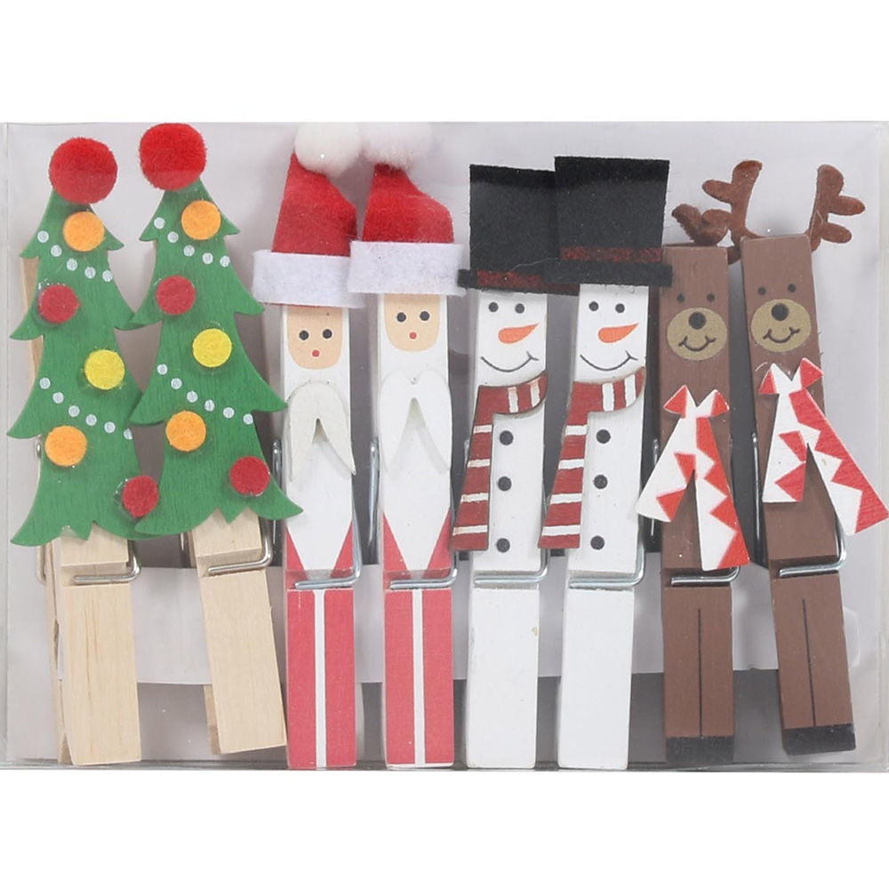Single Christmas Peg 8 Pack in Assorted styles Image 1