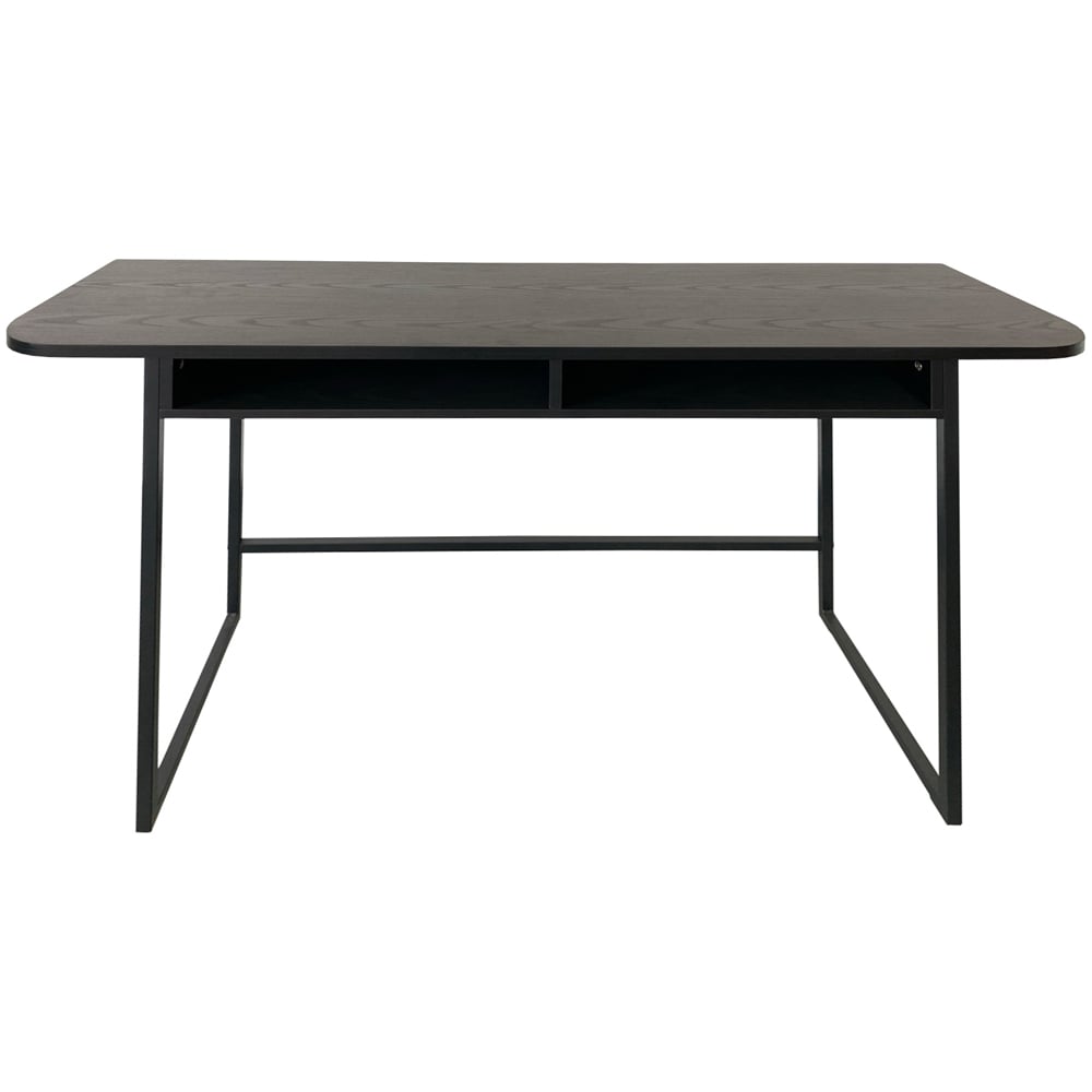 Florence Darlington 2 Shelf Black Console Table with Oak Top Image 3