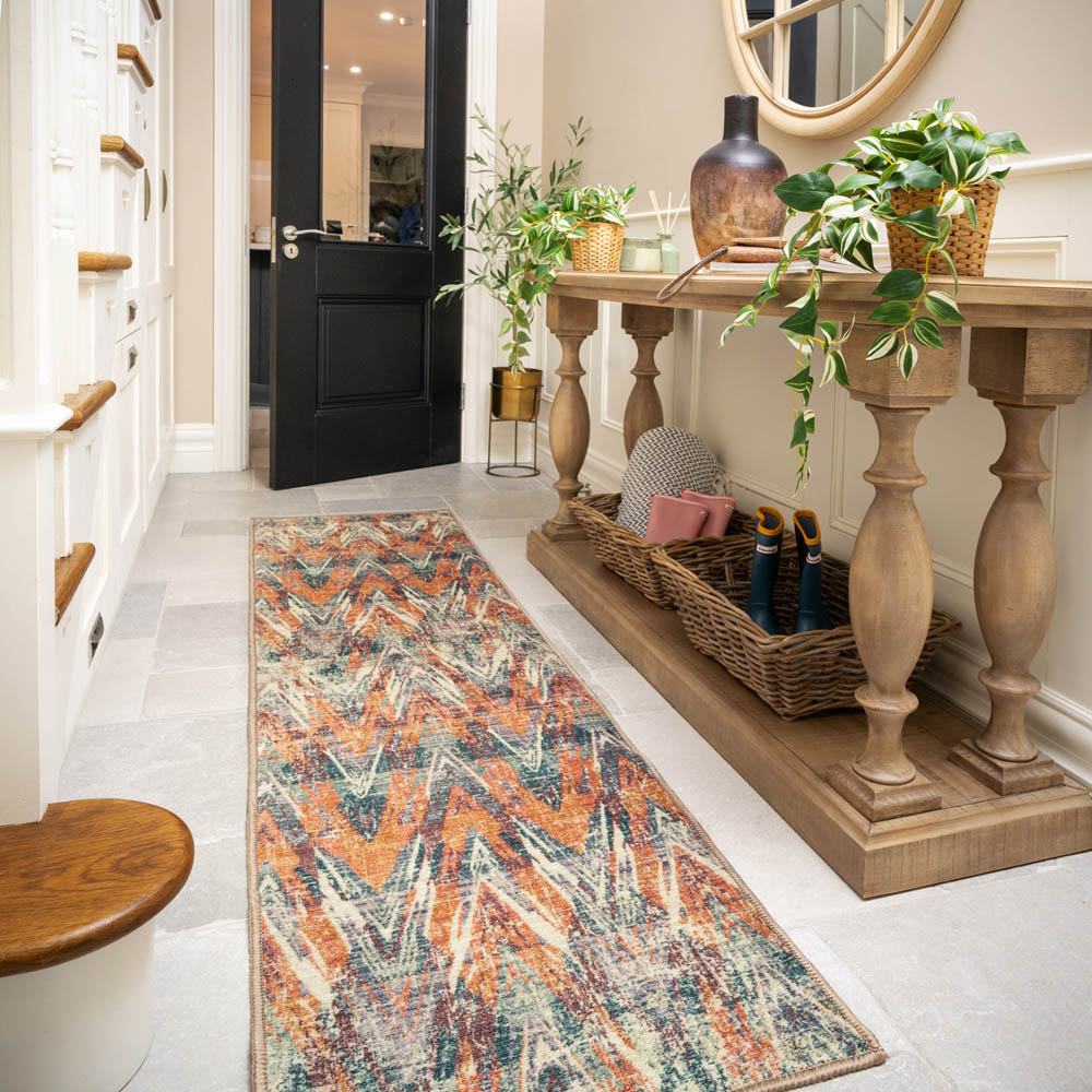 Kukoon Beige Multicolour Abstract Soft Chenille Rug 80 x 300cm Image 2