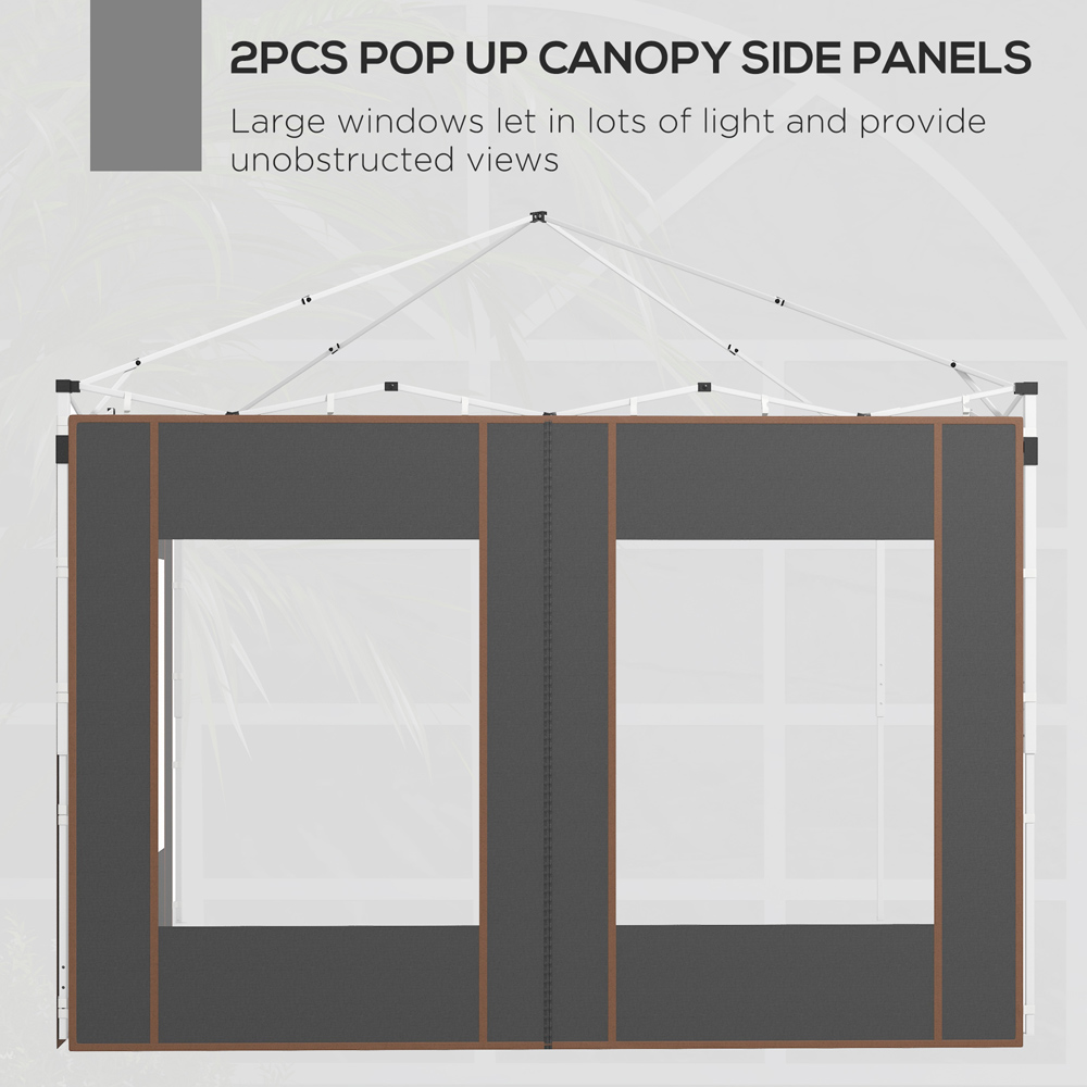 Outsunny 2 x 3m Grey Gazebo Replacement Side Panel with Large Window 2 Pack Image 4