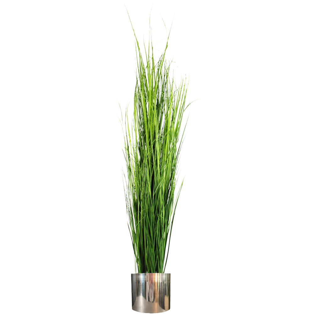 Leaf Onion Grass Artificial Plant with Silver Metal Planter 130cm Image 1