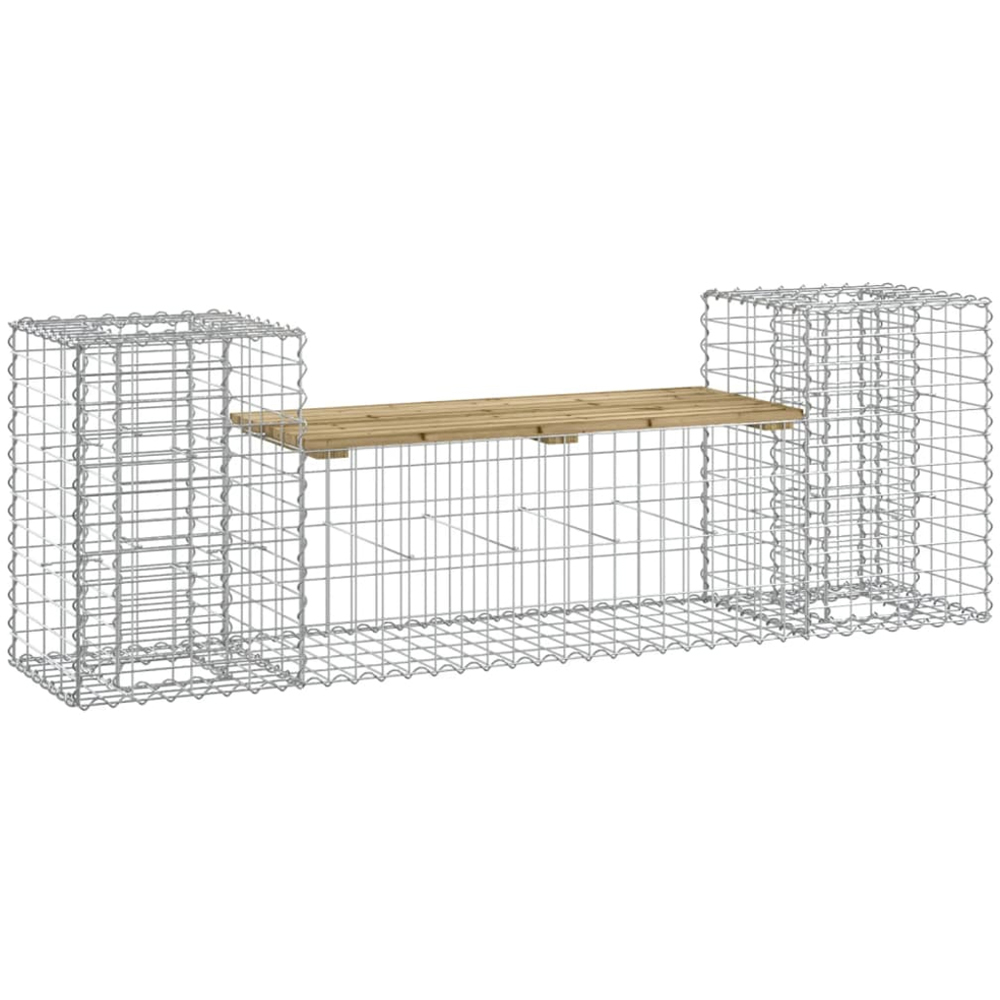 vidaXL Brown Solid Impregnated Pine Wood Gabion Design Garden Bench 183 x 41 x 60.5cm Image 1