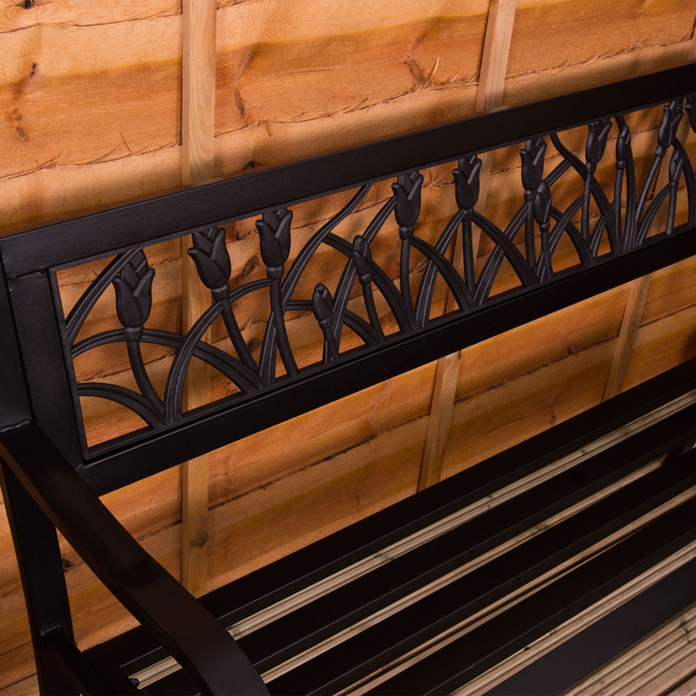 Garden Vida Tulip Style Steel Garden Bench Image 5