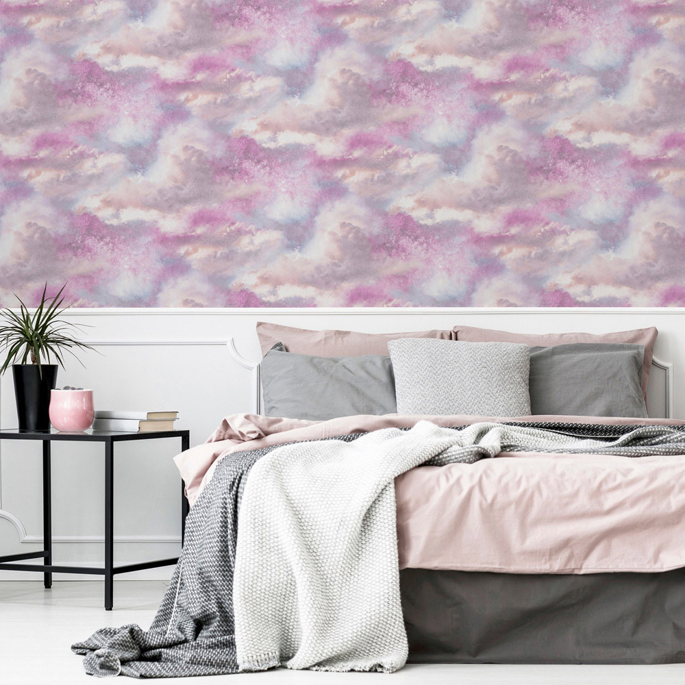 Arthouse Diamond Galaxy Purple and Blush Pink Wallpaper Image 3