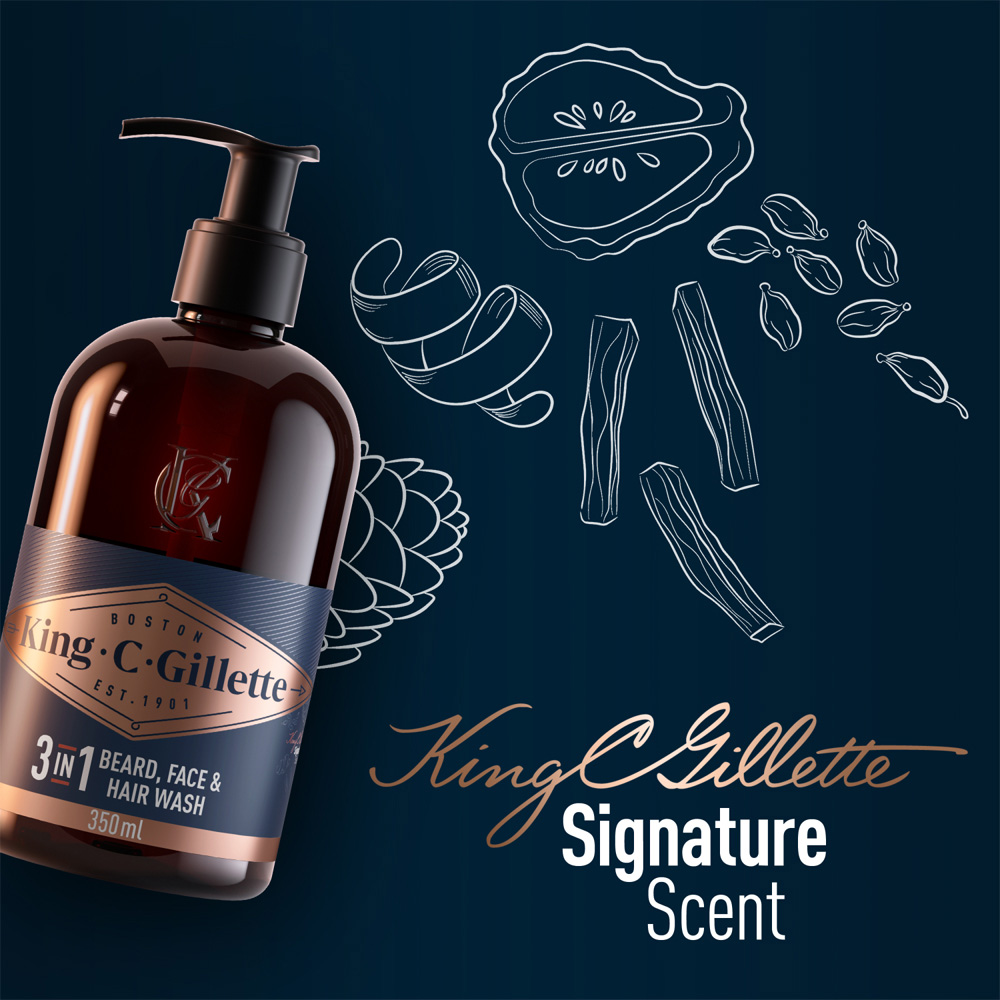Gillette King C. For Men 3-in-1 Perfect Beard Regimen Kit with Beard Wash and Beard Softener Image 9