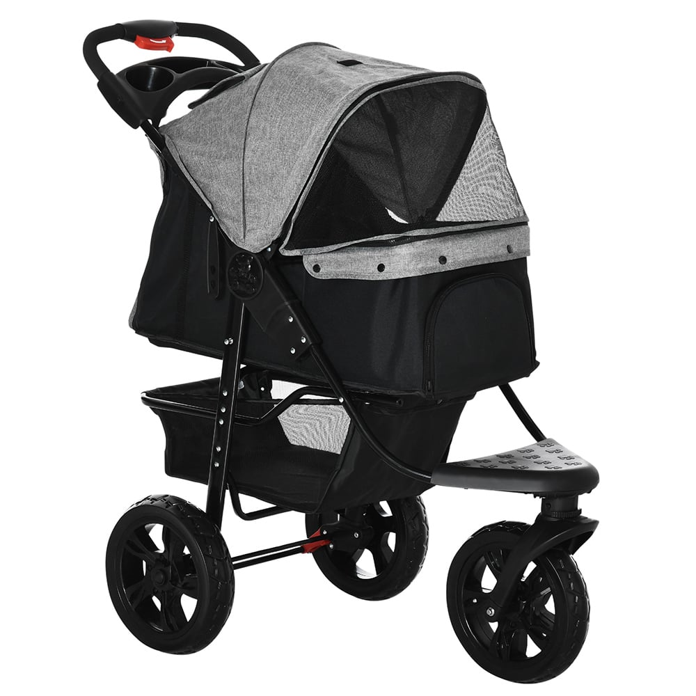 PawHut 3-Wheel Pet Stroller Grey Image 1