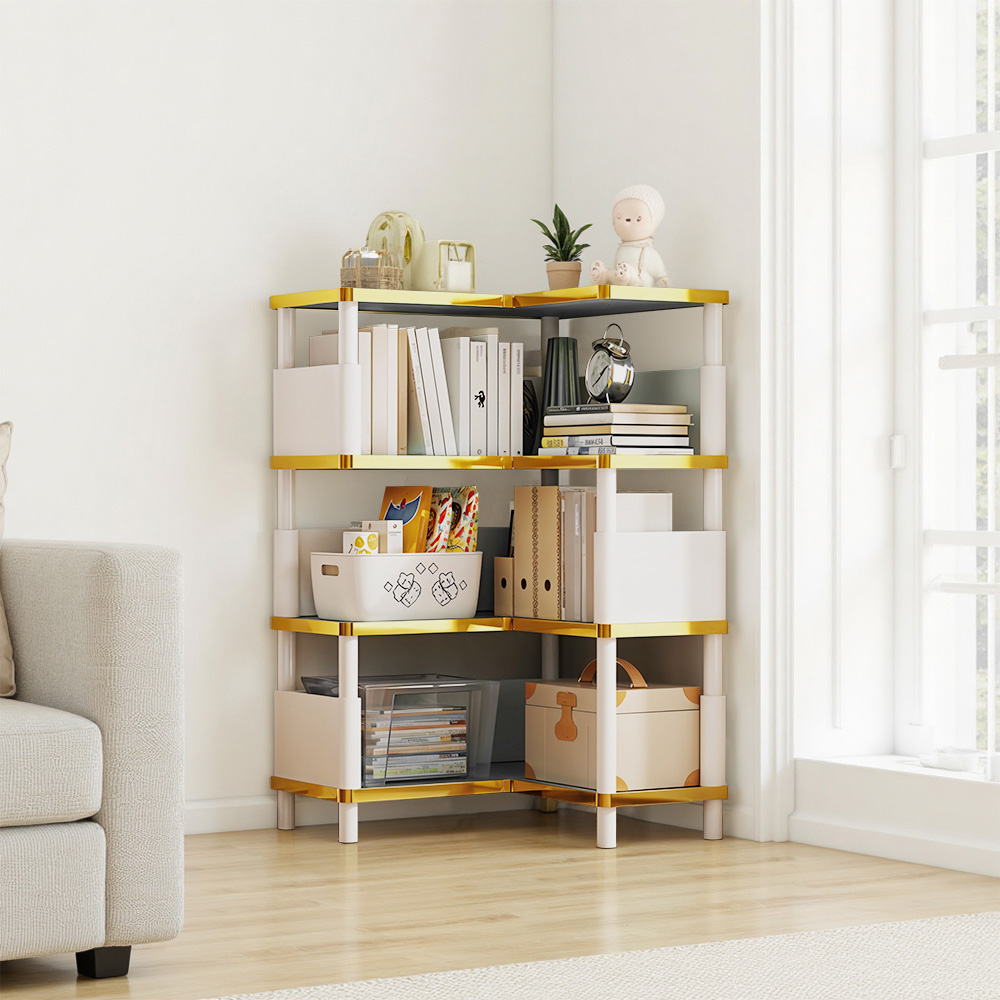 Living and Home 4 Shelf MDF L-Shaped Corner Bookshelf Image 7